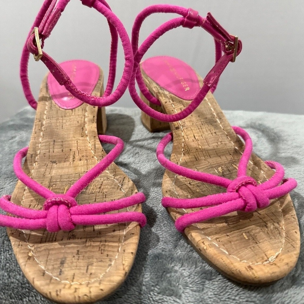 Tommy Hilfiger Gela 2 Pink Ankle Strap Platform Wedge Sandals Women's 9M